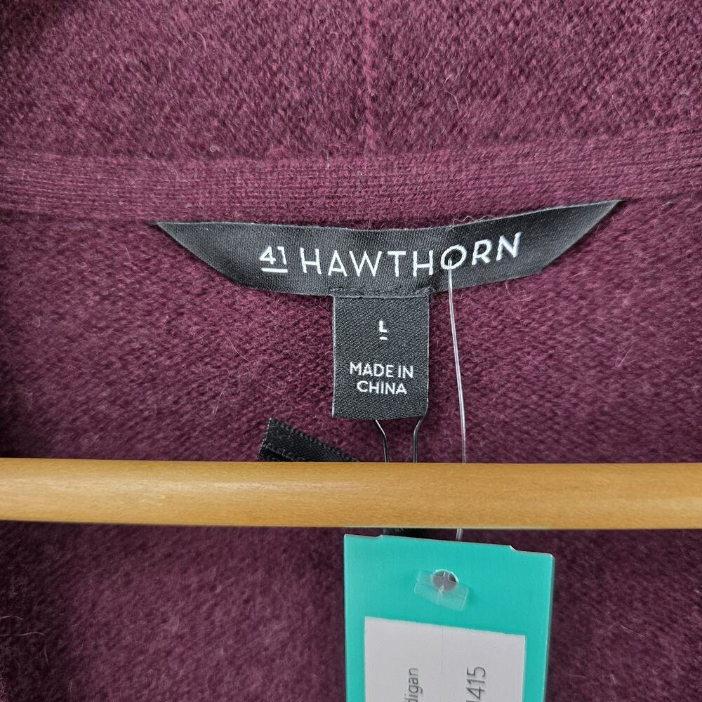 41 Hawthorn Cashmere Sweater Woman Large Maroon Cardigan Heritage Academia FLAWS - Picture 5 of 14